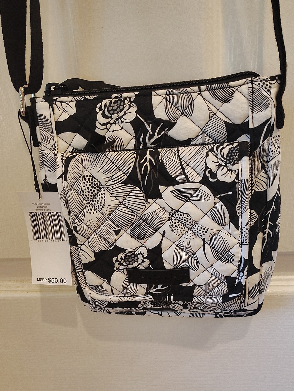 Vera Bradley Quilted Floral Crossbody Bag - Black & White NWT
